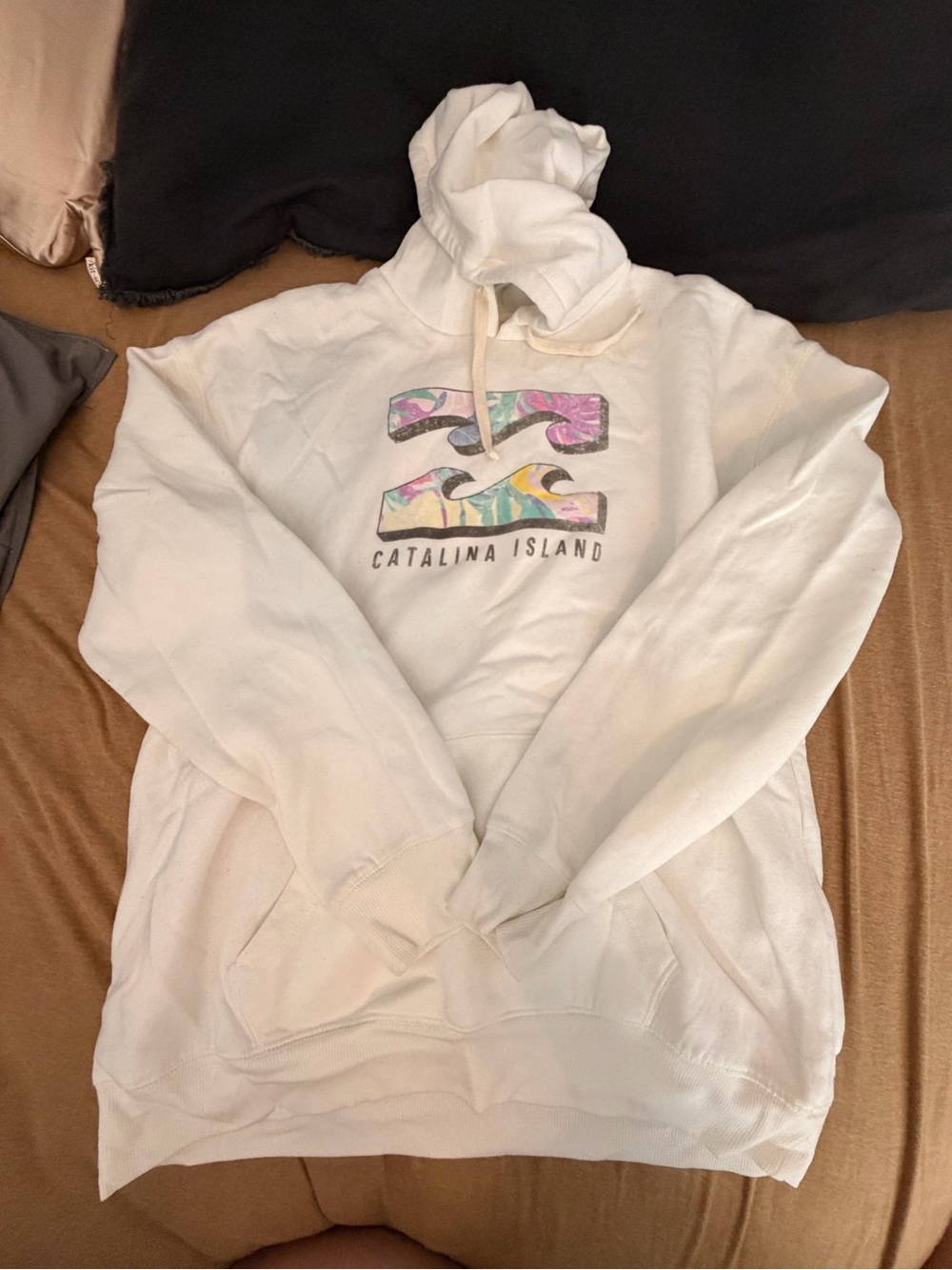 Billabong Cream Pullover Hoodie with Center Tag